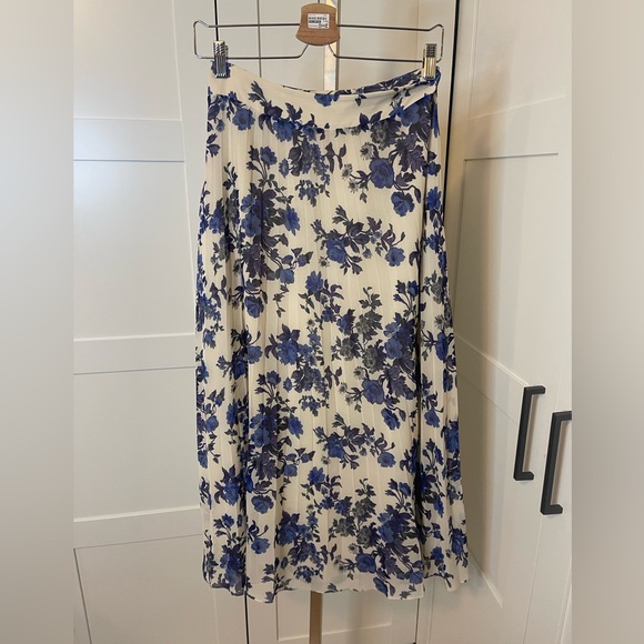 Sezane Blue Floral Midi Skirt Size EU 44 - Picture 7 of 10